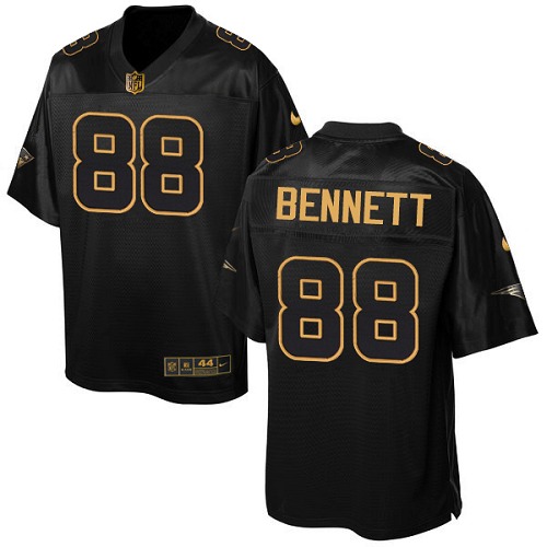 Men's Elite Martellus Bennett Nike Jersey Black - #88 Pro Line Gold Collection NFL New England Patriots